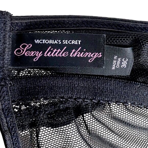 Victorias Secret Sexy Little Things Black Babydoll Sheer Lace Nightie Size 36C - Picture 5 of 5